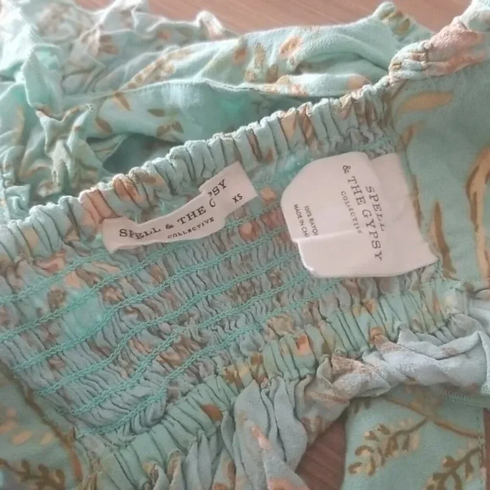 Spell High Low Skirt in Aqua and Beige - Picture 14 of 16